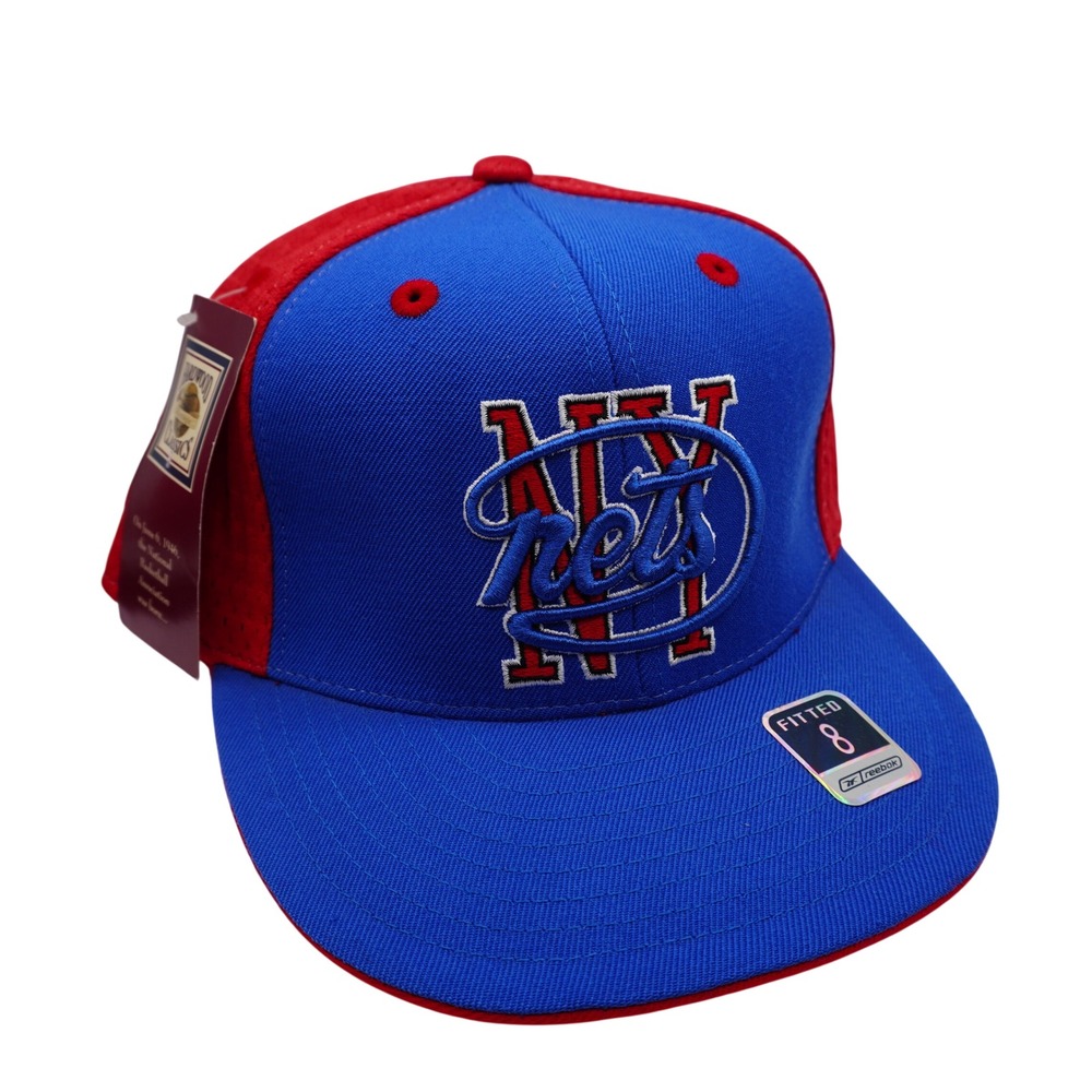 Reebok New York Nets Hat Mens Size 8 Blue Red NBA Hardwood Classics Fitted Mesh